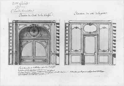 Plan and Elevation of the decoration of the library of Madame Adelaide by Baroque