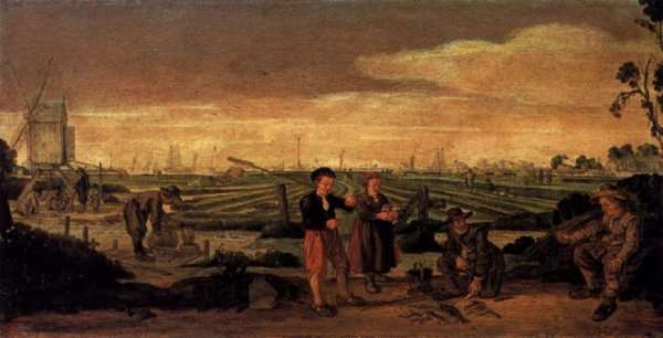 Fishermen and Farmers in a Landscape by Baroque