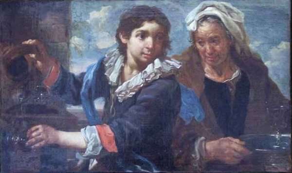 A Young Man and an Old Woman at the Fountain by Baroque