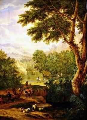 Landscape with travellers by Baroque