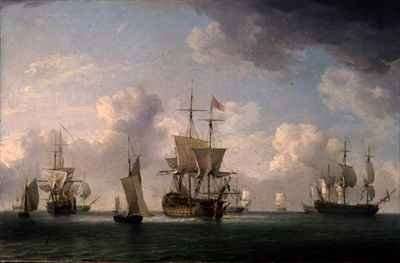English Ships Under Sail in a Very Light Breeze by Baroque