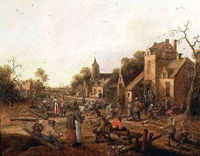 Peasant Merrymaking Outside a Village Inn by Baroque