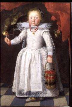 Little girl with a parrot, 1625 by Baroque