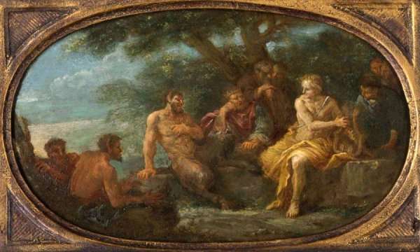 King Midas Judging The Musical Contest Between Apollo And Pan by Baroque