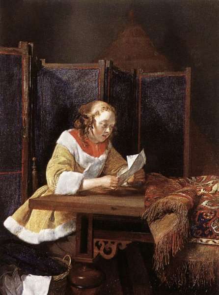 A Lady Reading a Letter c. 1662 by Baroque
