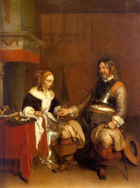 Soldier Offering a Young Woman Coins 1662-63 by Baroque