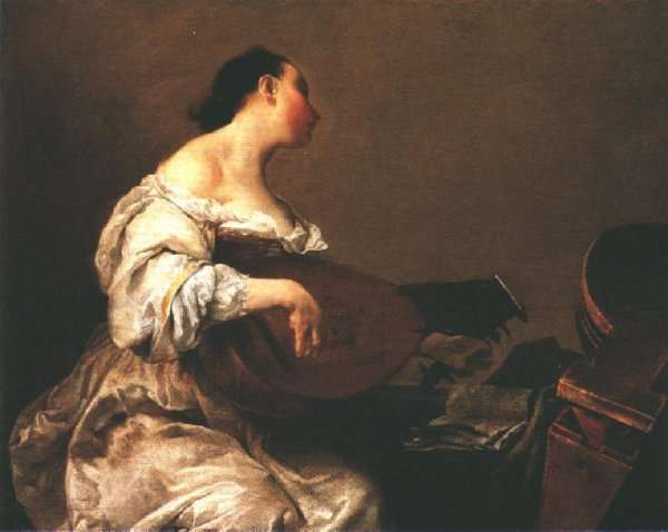 Woman Playing a Lute, 1700-05 by Baroque