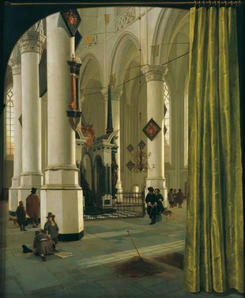 The Interior of The Nieuwe Kerk In Delft with the Tomb of William the Silent 1665 by Baroque