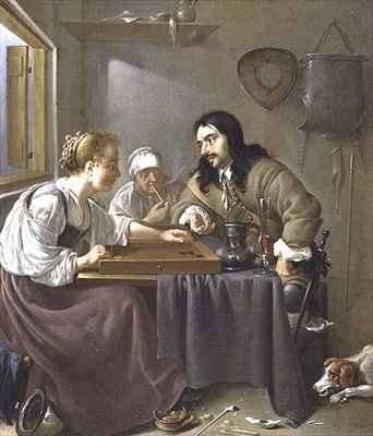A Couple Playing Backgammon by Baroque