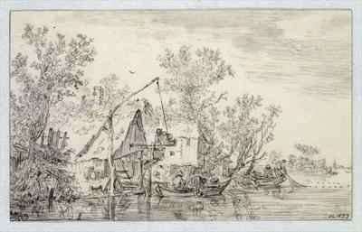 A Wooded River Landscape by Baroque