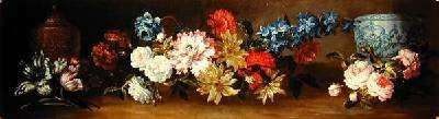 Still life of Roses and Other Roses on a Ledge with Two Ginger Jars by Baroque