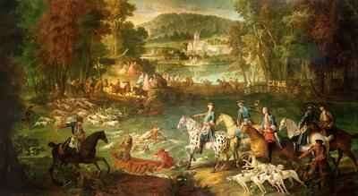 Hunting at the Saint-Jean Pond in the Forest of Compiegne, before 1734 by Baroque