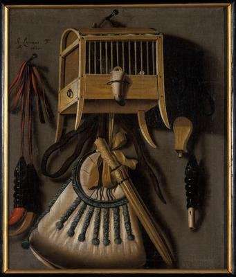 Still life with bird trapping equipment by Baroque