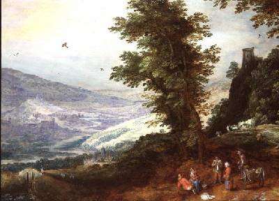 Extensive Landscape with Peasants by Baroque