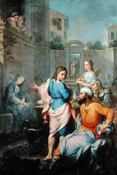 Tobias Asking Raguel for his Daughter, Sarahs, Hand in Marriage, 1733 by Baroque
