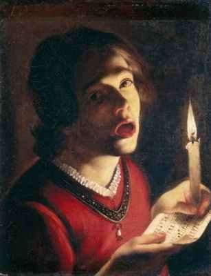 Young cantor with candle by Baroque