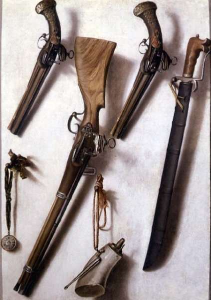 Trompe LOeil with Rifles, Sword and Gunpowder Horn by Baroque