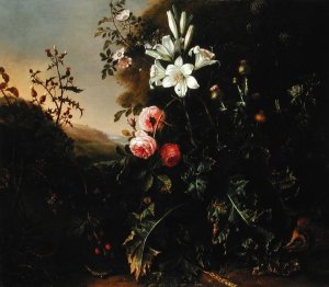 Still Life with Thistles and Butterflies