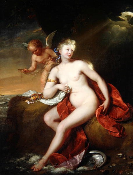 Newly Born Venus Cared for by Cupid