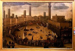 A Pack of Wild Animals Attacking an Antelope