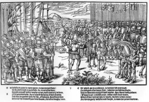 Sir Henry Sidney 1529-86 Setting Out from Dublin Castle Below the Heads of Executed Rebels