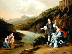 A monument to Augustus in a grotto with figures