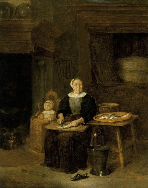 A Woman Scaling Fish 1666