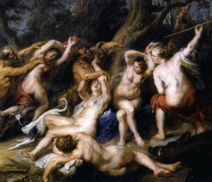Diana and her Nymphs Surprised by the Fauns (detail-1) 1638-40