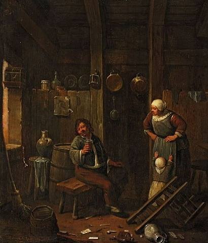 Biertrinker in unordentlicher Stube 1664