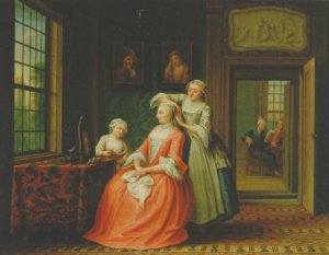 A lady at her toilet in an interior 1762