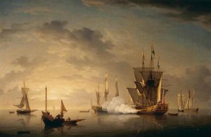 A Royal Yacht Firing a Salute