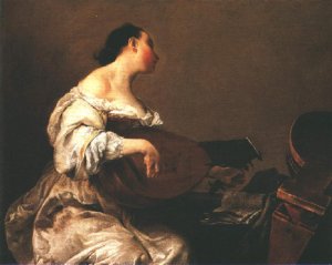 Woman Playing a Lute, 1700-05